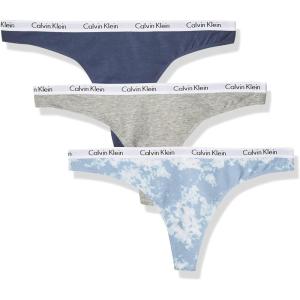 imageCalvin Klein Womens Carousel Logo Cotton Stretch Thong Panties 3 PackGry HtrScorched DnmMorongo Clouds Blue Fog
