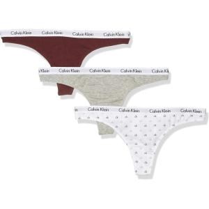 imageCalvin Klein Womens Carousel Logo Cotton Stretch Thong Panties 3 PackMaroonGrey HeatherLogo