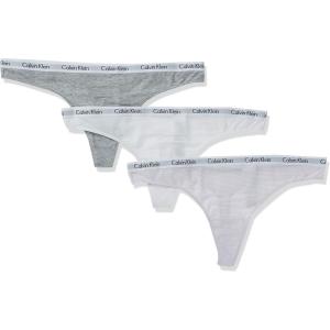 imageCalvin Klein Womens Carousel Logo Cotton Stretch Thong Panties 3 PackPink Stripe Grey Heather White