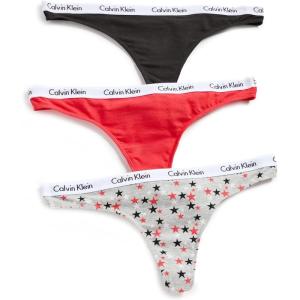 imageCalvin Klein Womens Carousel Logo Cotton Stretch Thong Panties 3 PackTomatoTwinkleGrey HeatherBlack