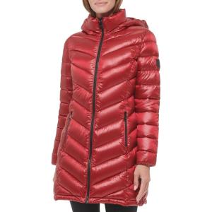 imageCalvin Klein Womens Chevron Quilting Casual Lightweight JacketQuilted Pearlized Crimson