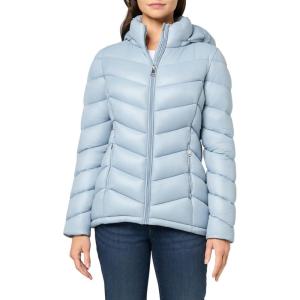 imageCalvin Klein Womens Classic Hooded Zip Front Puffer CoatChambray