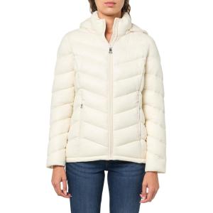 imageCalvin Klein Womens Classic Hooded Zip Front Puffer CoatWarm Cream