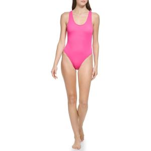 imageCalvin Klein Womens Classic Over The Shoulder One Piece SwimsuitRose Silky Rib