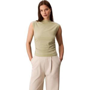 imageCalvin Klein Womens Cotton Jersey Mock Neck TopSwamp