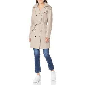 imageCalvin Klein Womens Double Breasted Belted Rain Jacket with Removable HoodBlush