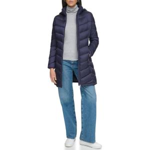 imageCalvin Klein Womens Everyday Hooded Zip Front Puffer Long Sleeve CoatClassic Blue