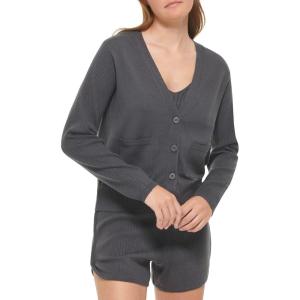 imageCalvin Klein Womens Front Pocket Button Up SweaterForged Iron