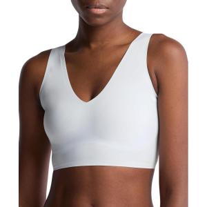 imageCalvin Klein Womens Invisibles Comfort Seamless Lightly Lined V Neck Bralette BraPlein Air W Ivory Logo