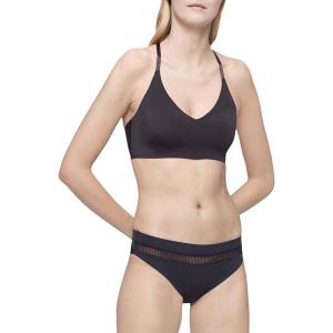 imageCalvin Klein Womens Invisibles Comfort Seamless Wirefree Lightly Lined Triangle Bralette BraBlack Lace Racerback