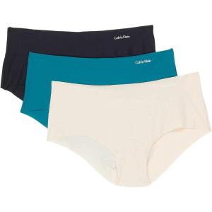 imageCalvin Klein Womens Invisibles Hipster Multipack PantyBleacheddenimBuff BeigeBlack