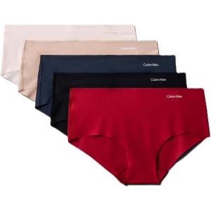 imageCalvin Klein Womens Invisibles Seamless Hipster Panties MultipackRed StampNymphs ThighBlackCedarSpeakeasy