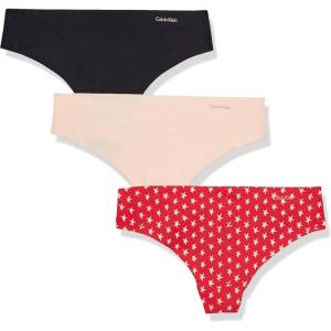 imageCalvin Klein Womens Invisibles Seamless Thong Panties 3 PackBlackBeechwoodStar Stamp Beechwood
