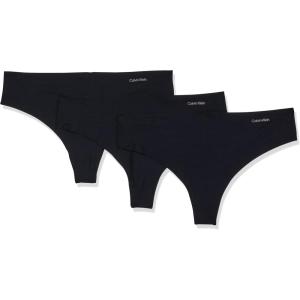 imageCalvin Klein Womens Invisibles Seamless Thong Panties 3 PackBlackBlackBlack