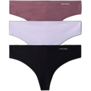 imageCalvin Klein Womens Invisibles Seamless Thong Panties 3 PackBlackCinderLilac Quartz