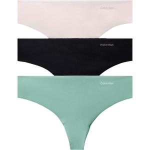 imageCalvin Klein Womens Invisibles Seamless Thong Panties 3 PackCharming GreenNymphs ThighBlack
