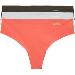 imageCalvin Klein Womens Invisibles Seamless Thong Panties 3 PackCool MelonGalaxy GreyField Olive