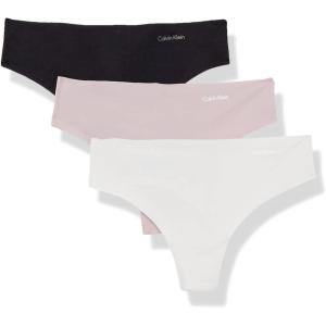 imageCalvin Klein Womens Invisibles Seamless Thong Panties 3 PackNirvanaBright WhiteBlack