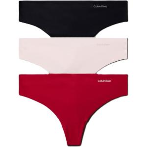 imageCalvin Klein Womens Invisibles Seamless Thong Panties 3 PackRed StampNymphs ThighBlack