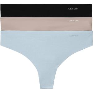 imageCalvin Klein Womens Invisibles Seamless Thong Panties 3 PackSatelliteRain DanceBlack