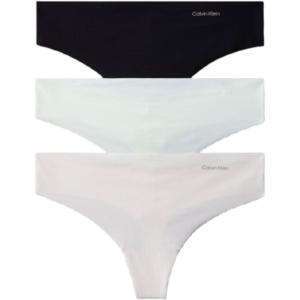 imageCalvin Klein Womens Invisibles Seamless Thong Panties 3 PackSharkWind ChimeMoonlight Jade