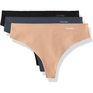 imageCalvin Klein Womens Invisibles Seamless Thong Panties 3 PackSpeakeasyLight CaramelBlack