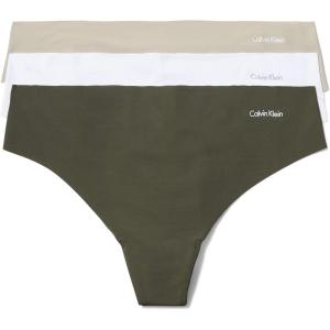 imageCalvin Klein Womens Invisibles Seamless Thong Panties 3 PackWhiteWinter LinenMoney Tree