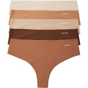 imageCalvin Klein Womens Invisibles Seamless Thong Panties 5 PackBeechwoodCedarSandalwoodSpruceUmber