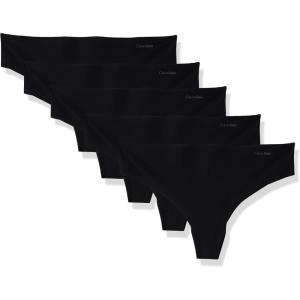 imageCalvin Klein Womens Invisibles Seamless Thong Panties 5 PackBlack 5 Pack