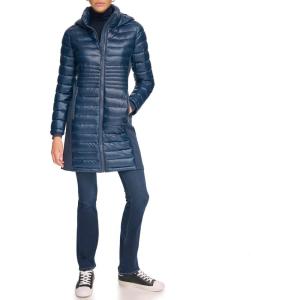 imageCalvin Klein Womens Long LightWeight Puffer JacketLightweight Shine Slate Blue
