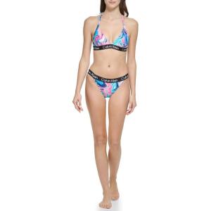 imageCalvin Klein Womens Low Waisted Elastic Logo Triangle Bikini SetPaint Spill Logo