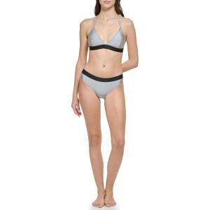 imageCalvin Klein Womens Low Waisted Elastic Logo Triangle Bikini SetPlatinum Shimmer