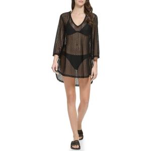 imageCalvin Klein Womens Mesh Pullover 34 Sleeve Dress Swim CoverupBlack