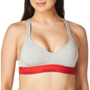 imageCalvin Klein Womens Modern Cotton Lightly Lined Wireless BraletteGrey Heather With Red Waistband