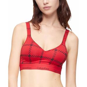 imageCalvin Klein Womens Modern Cotton Lightly Lined Wireless BraletteMens Window Pane Rustic Red