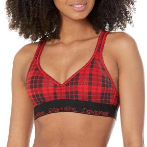 imageCalvin Klein Womens Modern Cotton Lightly Lined Wireless BraletteScotch Plaid Rouge