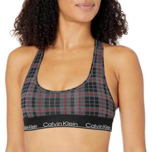 imageCalvin Klein Womens Modern Cotton Unlined Wireless BraletteScotish PlaidcharcoalSundried Tomato