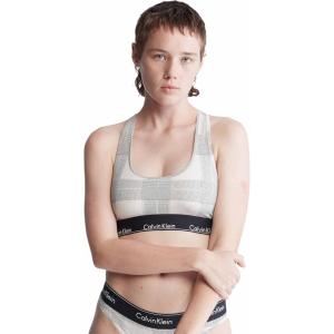imageCalvin Klein Womens Modern Cotton Unlined Wireless BraletteTextured Plaid Oatmeal