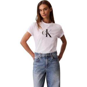 imageCalvin Klein Womens Monogram Logo Crewneck TShirtBrilliant White