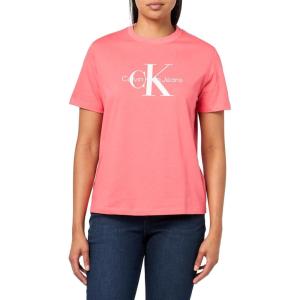 imageCalvin Klein Womens Monogram Logo Crewneck TShirtCoral Paradise