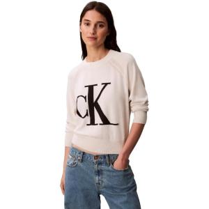imageCalvin Klein Womens Monogram Logo Mockneck SweaterChalk
