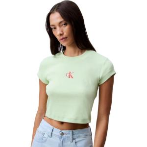 imageCalvin Klein Womens Monogram Logo Ribbed Baby TeeButterfly