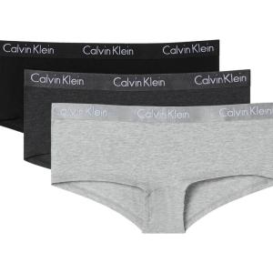 imageCalvin Klein Womens Motive Cotton Boyshort Panties 3 PackBlackCharcoal HeatherGrey Heather