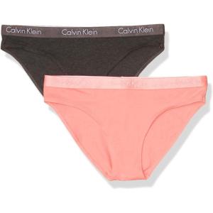 imageCalvin Klein Womens Motive Cotton Multipack Bikini PantyCharcoal HeatherStrawberry Pink