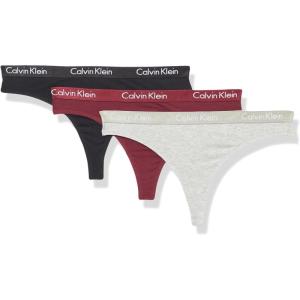 imageCalvin Klein Womens Motive Cotton Multipack Thong Panty 3 PackBlack  Grey Heather Tawny Port