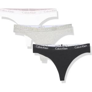 imageCalvin Klein Womens Motive Cotton Multipack Thong Panty 3 PackBlack WWhite Logo  Classic White WWater Stone Logo  Grey Heather WWhite Stone Logo