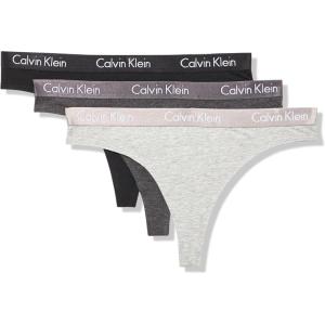 imageCalvin Klein Womens Motive Cotton Multipack Thong Panty 3 PackBlackCharcoal HeatherGrey Heather