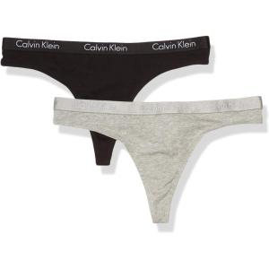imageCalvin Klein Womens Motive Cotton Multipack Thong Panty 3 PackBlackGray Heather