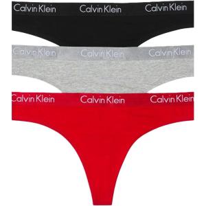 imageCalvin Klein Womens Motive Cotton Multipack Thong Panty 3 PackBlackGrey HeatherObsess
