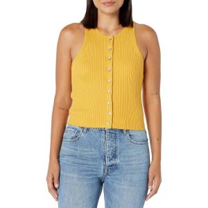 imageCalvin Klein Womens Ribbed Scoop Neck Button Tank TopGolden